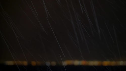 Heavy Rain Over The Sea and City