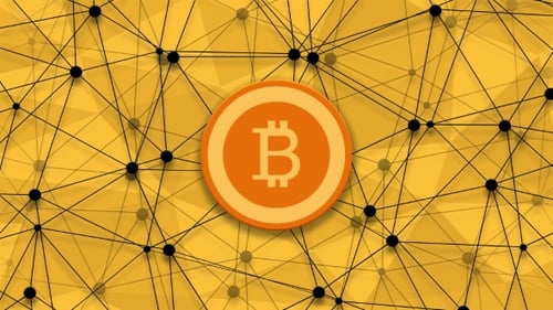 Bitcoin Icon Reveal in Connecting Digital Network Animation