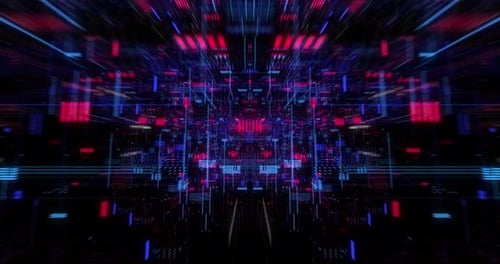 Abstract hologram 3D Big Data Digital City with futuristic matrix.
