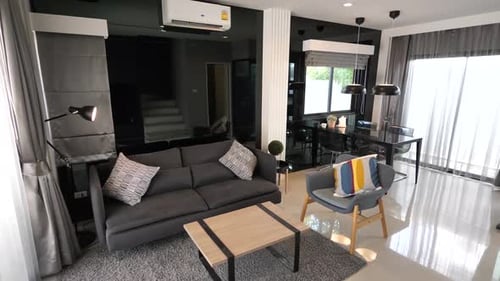 Modern and Stylish Black Tone Home Living Area Decoration