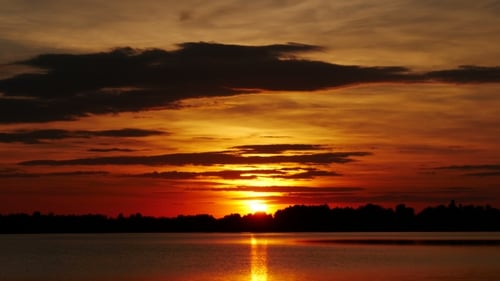 Colour Sunset Over The River