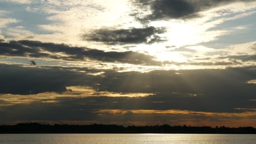 Colour Sunset Over The River