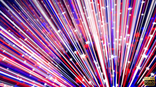 Patriotic Red White and Blue Star Field Light Rays Background