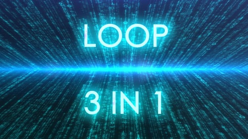 Looping Futuristic Binary Code Data Stream Background