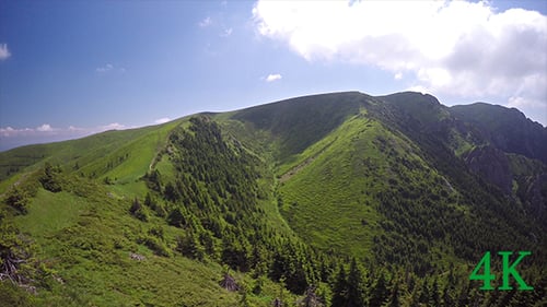Aerial Mountains in Summer Day