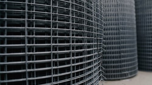 Close Up of Rolled Metal Wire Fence