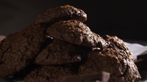 Chocolate Cookies Stacked with Chocolate Chunks