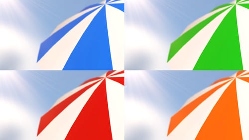 Rotating Striped Beach Umbrella for Summer Backgrounds
