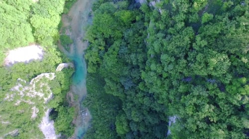 Aerial View Of Waterfalls And Lakes In Plitvice National Park.