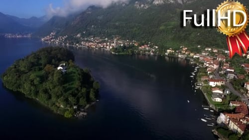 Flying on a Quadcopter Over Lake Como in Italy