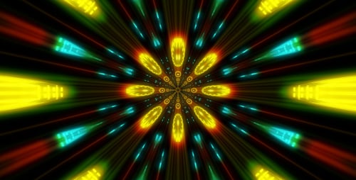 Vibrant Neon Geometric Light Tunnel Background