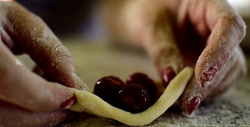 Making Cherry Dough Dumplings at Home