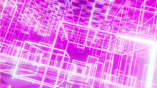 Abstrakte Cyber Cubic Style Glow Neon 04