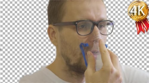 Man in Glasses Patient is Sitting in a Ward of a
