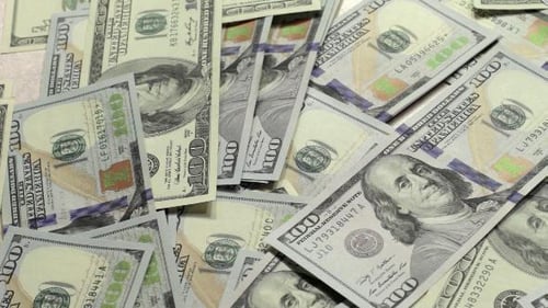Pile of Hundred-Dollar Bills Close-Up