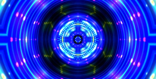 Abstract Glowing Neon Light Tunnel Loop