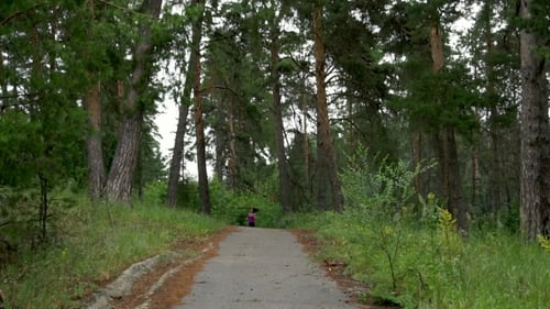 Sport Woman Running Through The Woods. Sport Concept.