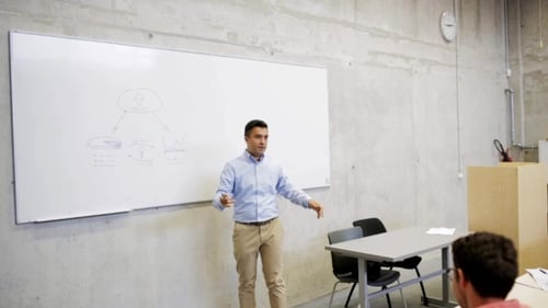 Man Giving Classroom Presentation to Students