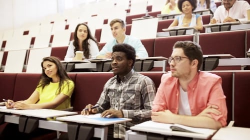 Diverse Students Listening in University Lecture Hall
