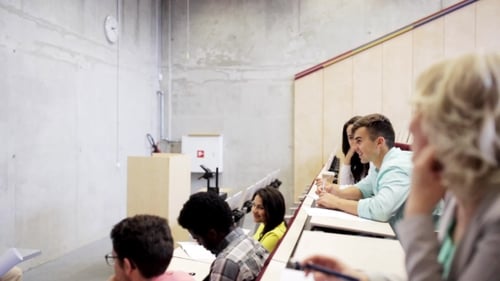 Students Listening Intently in Modern Lecture Hall