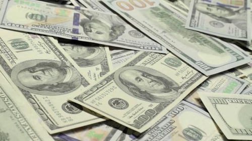 Pile of One Hundred Dollar Bills Close Up