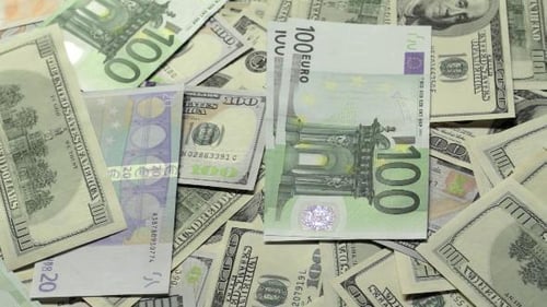Collection of US Dollar and Euro Banknotes