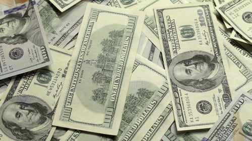 Pile of American One Hundred Dollar Bills