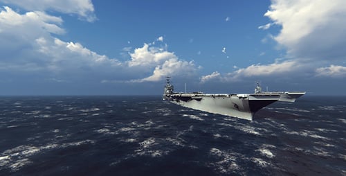 Military Aircraft Carrier Fleet Sailing Ocean 3D Animation