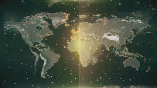 Futuristic Digital World Map Data Scan Background