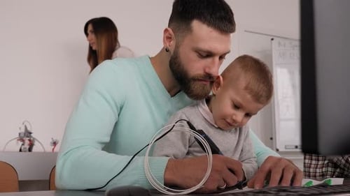 Father and Child Drawing with 3D Pen