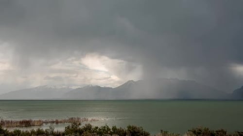 Time lapse of rain storm moving over Utah Lake