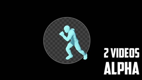 Pixelated Running Figure Disintegration into Smoke Transition