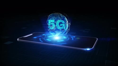 5G Global Network Hologram Projecting from Smartphone