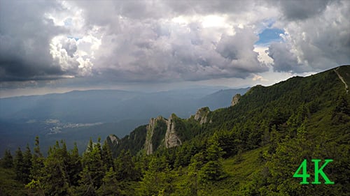 Aerial View of Dramatic Forest and Mountains