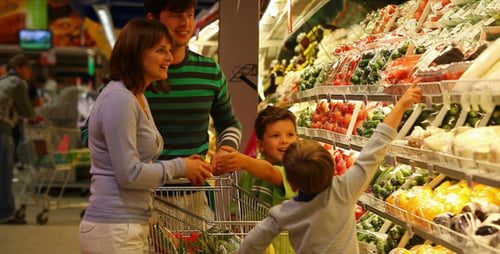 Family In Supermarket