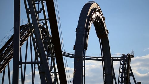 Thrilling Roller Coaster Ride in Amusement Park