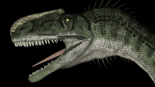 Animated 3D Dinosaur Head Appearing and Roaring