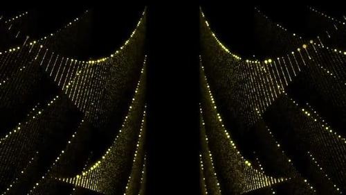 Abstract Golden Particles and Lines Motion Background