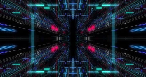 Flying futuristic central processing unit. loop / 3D render