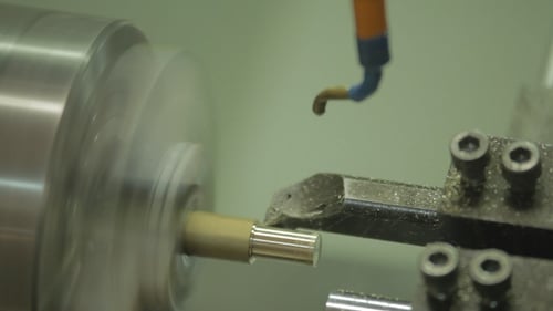 Steel Metal Cutting Machine Process By CNC Lathe In Workshop