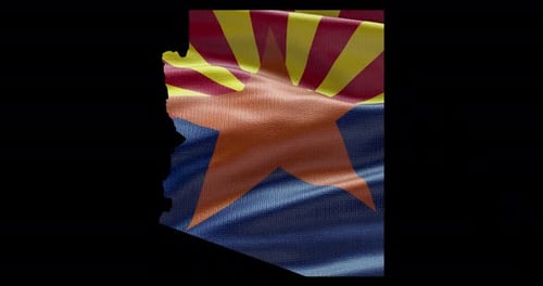Arizona State Flag Waving Map Animation