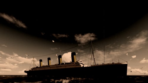 Dramatic Vintage Ship Sailing on Ocean with Grunge Film Overlay