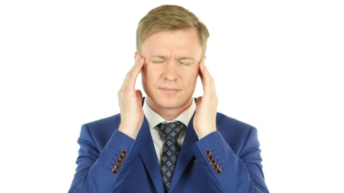 Headache, Stressful Work Overload for Businessman