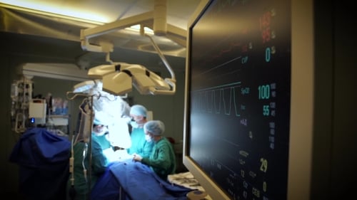 Doctors and Nurses Performing Surgery in Operating Room