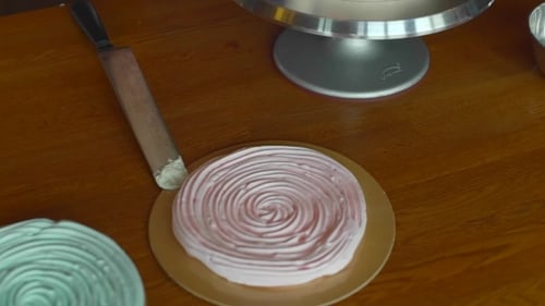 Confectioner Preparing Cake With Meringue And Berries