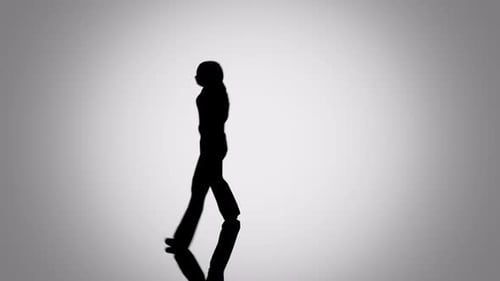 Animated Silhouettes of Walking People on a Clean Background