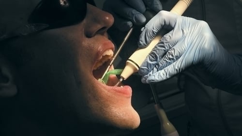 Young Adult Receives Dental Cleaning at Dentist Office