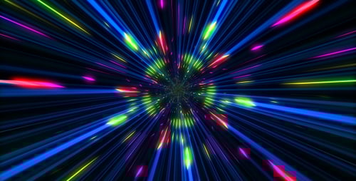 Futuristic Hyperspace Light Tunnel with Neon Glow