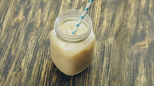 Iced Coffee Drink in a Mason Jar