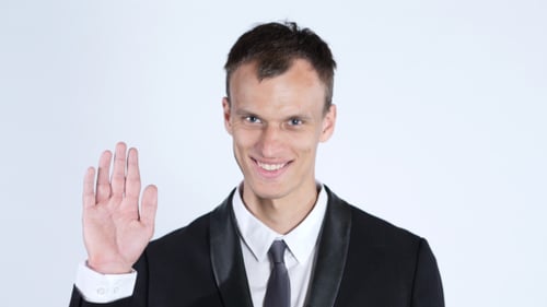 Hello, Businessman Welcoming Partner and Teammates